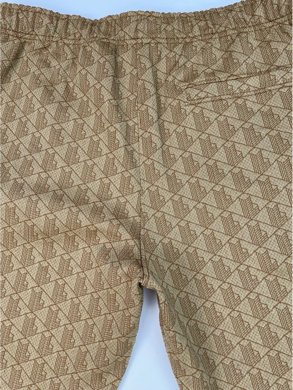 Lacoste Mens Monogram Jacquard Track Pants XL Brown Tapered Sweatpants - Picture 4 of 12